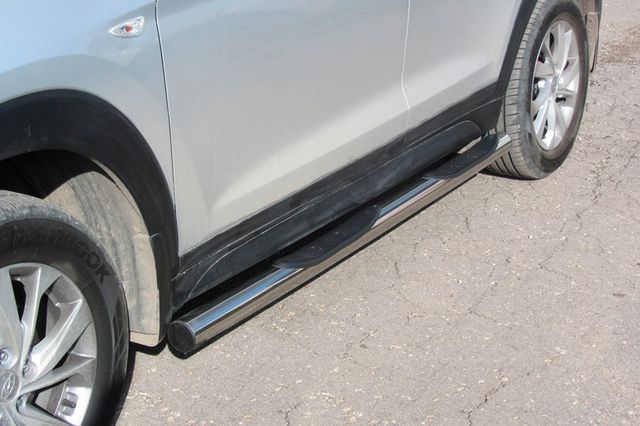 Пороги Slitkoff d76 с проступями для Hyundai Tucson III Turbo 2018-2026. Артикул HT18Т006