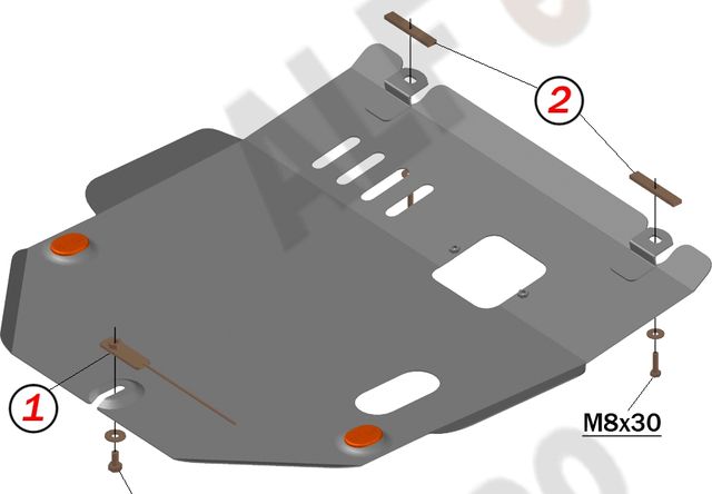 Защита алюминиевая Alfeco для картера и КПП Honda Mobilio Spike 4WD 2002-2008. Артикул ALF.09.38al