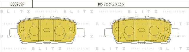 Колодки тормозные INFINITY/NISSAN FX35/37/45/QASHQAI/X-TRAIL 03- задн. (Blitz) Blitz. Артикул BB0269P