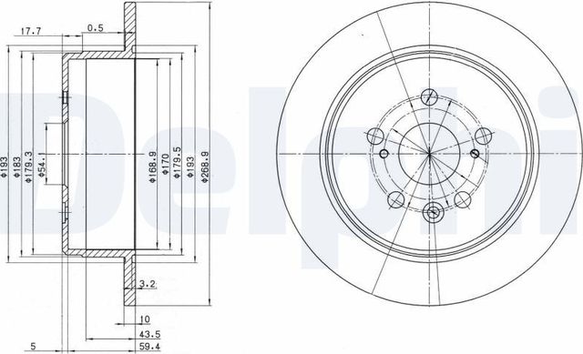 Тормозной диск Delphi задний для Toyota Celica IV (T160) 1985-1989. Артикул BG2594
