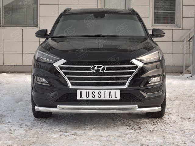 Защита RusStal переднего бампера d63 дуга-d42 дуга для Hyundai Tucson III рестайлинг 2018-2026. Артикул HTZ-003093