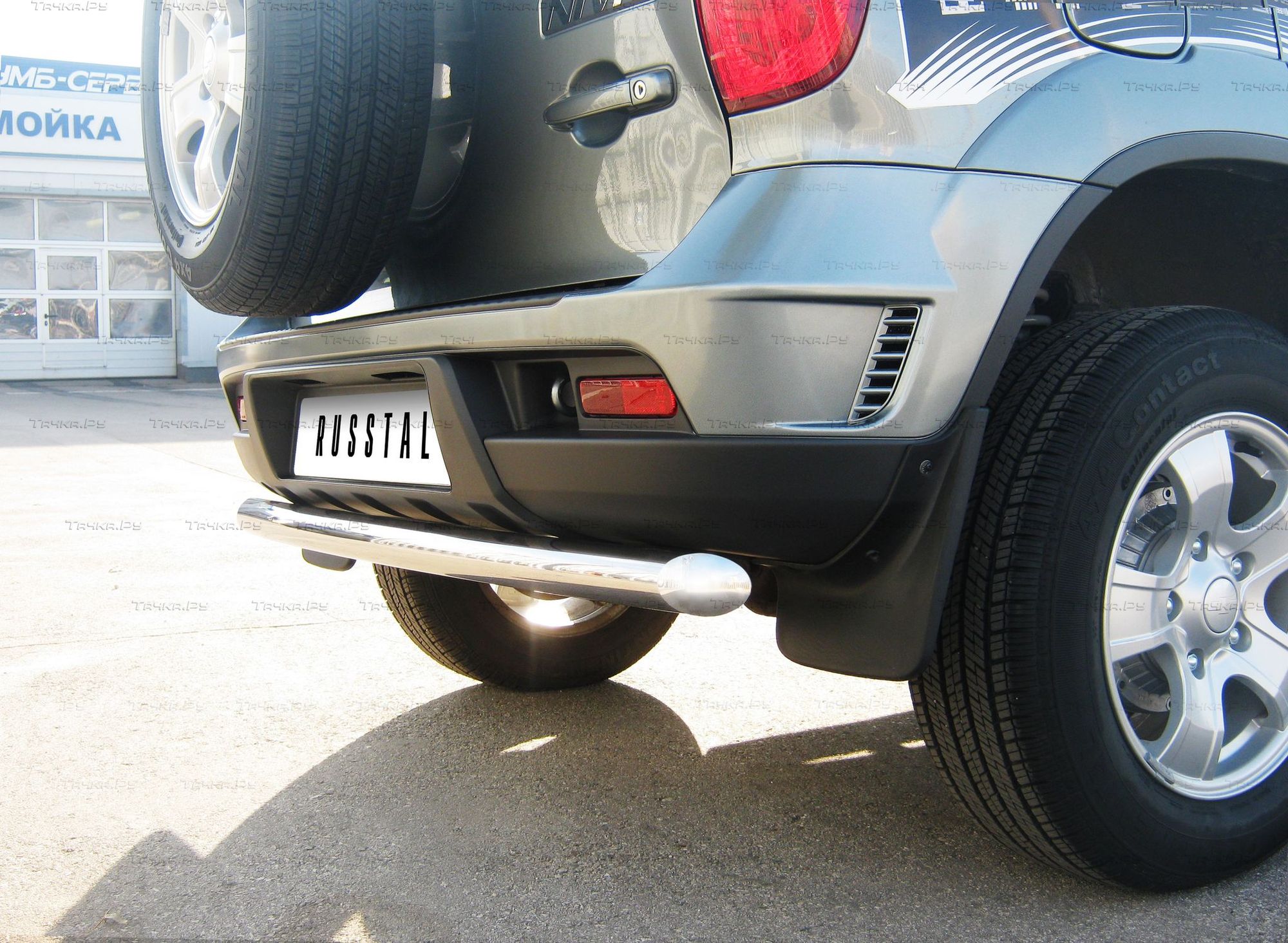 Защита RusStal заднего бампера d63 (дуга) для Chevrolet Niva 2002-2008. Артикул NCZ-000183