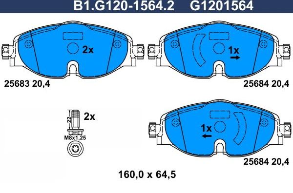 Тормозные колодки Galfer. Артикул B1.G120-1564.2