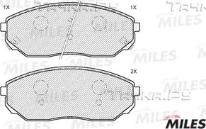 Тормозные колодки Miles (Semi-Metallic) передние для Kia Sorento I 2006-2011. Артикул E100181