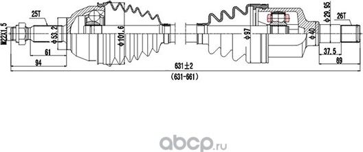 Полуось привода колеса (Dynamatrix-Korea). Артикул DDS218041