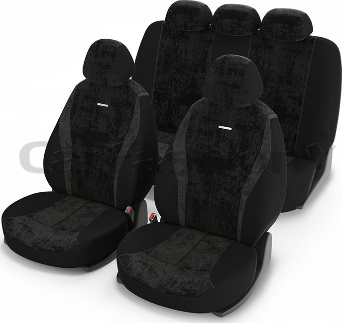 Чехлы универсальные CarFashion Record на сидения авто, цвет Темно-серый/Черный/Темно-серый. Артикул 10064