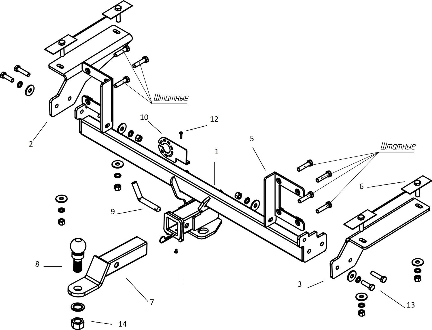 Фаркоп Bizon под американский квадрат для Haval F7 II 2024-2026. Артикул FA 1000-E