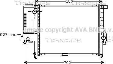 Радиатор охлаждения двигателя AVA. Артикул BW2140