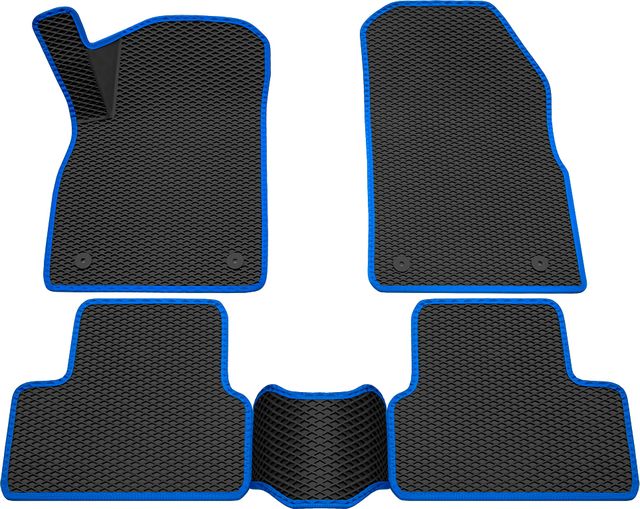 Коврики Rezkon 3D EVA ромб резиновые для салона Opel Astra J 2009-2016 Синий кант. Артикул 9226010103