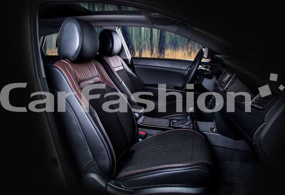 Накидки универсальные CarFashion Arcenal на передние сидения авто, цвет Кофе/Черный. Артикул 21462