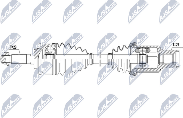 Полуось (привод в сборе, приводной вал) NTY передняя правая для Ford Ranger III 2011-2015. Артикул NPW-FR-090