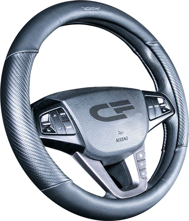 Оплётка на руль CarFashion Brutal (размер M, экокожа, цвет ЧЕРНЫЙ/ЧЕРНЫЙ/ЧЕРНЫЙ). Артикул 31426