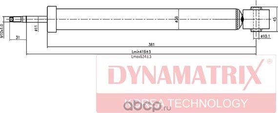 Амортизатор подвески газонаполненный (Dynamatrix-Korea). Артикул DSA343328