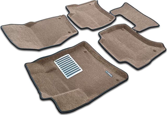 Коврики текстильные Euromat 3D Lux для салона Porsche Cayenne II 2010-2014 Коричневые. Артикул EM3D-004101R