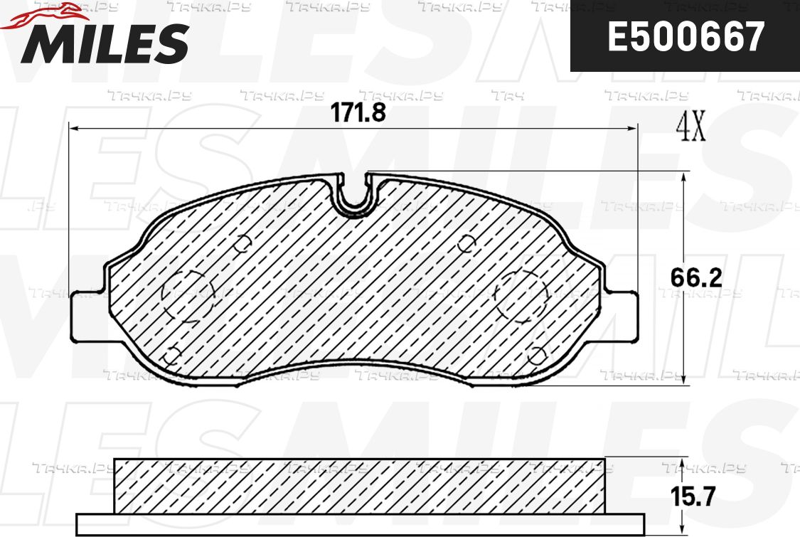 Тормозные колодки Miles (Керамика) передние для Ford Transit VIII 2013-2026. Артикул E500667
