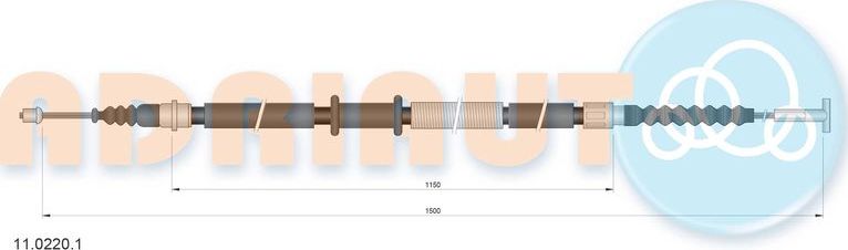 Трос ручника (тросик ручного тормоза) Adriauto. Артикул 11.0220.1