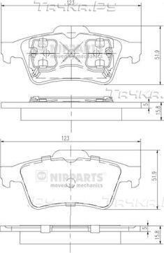 Тормозные колодки Nipparts задние для Ford Transit Connect I 2002-2013. Артикул J3611045