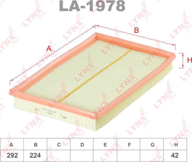 Воздушный фильтр LYNXauto. Артикул LA-1978