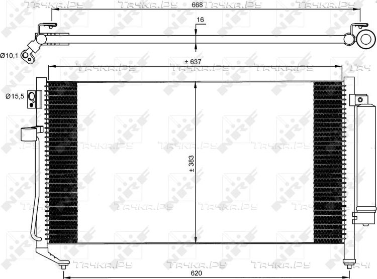 Радиатор кондиционера (конденсатор) NRF (алюминий). Артикул 35869