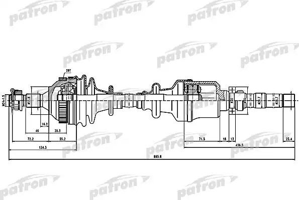 Полуось (привод в сборе, приводной вал) Patron передняя правая для Citroen BX 1986-1994. Артикул PDS1137