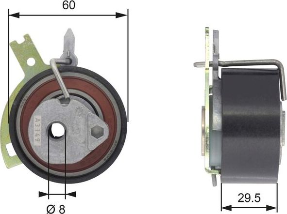 Натяжной ролик (натяжитель) ремня ГРМ Gates PowerGrip®. Артикул T43186