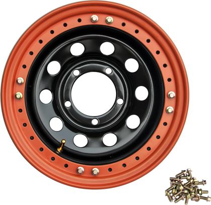 Колёсный диск OFF-ROAD Wheels усиленный стальной черный с псевдо бедлоком (оранжевый) 5x139,7 8xR16 d110 ET-3 для ГАЗ Соболь 1998-2024. Артикул BD1680-53910BL-3-O