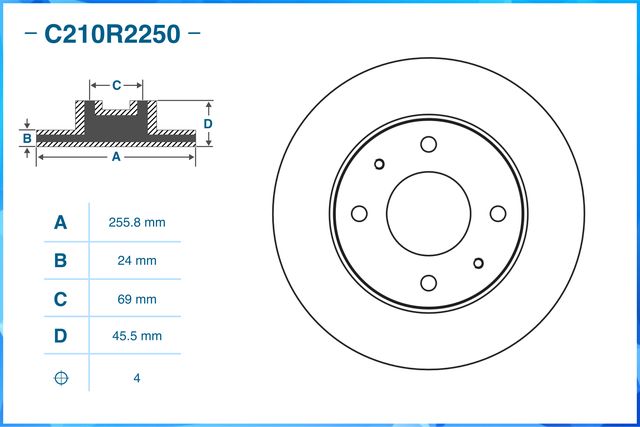 Диск тормозной передний (Cworks). Артикул C210R2250