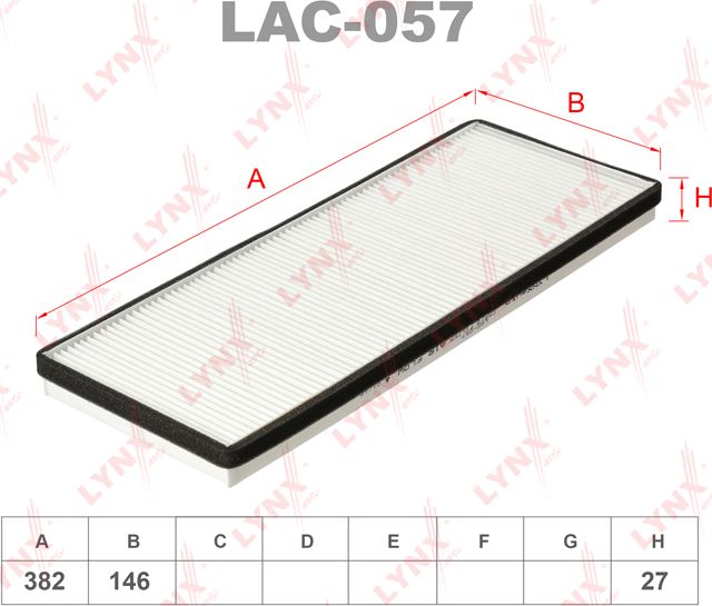 Салонный фильтр LYNXauto. Артикул LAC-057
