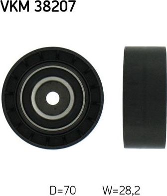 Направляющий (ведущий) ролик приводного поликлинового ремня SKF. Артикул VKM 38207