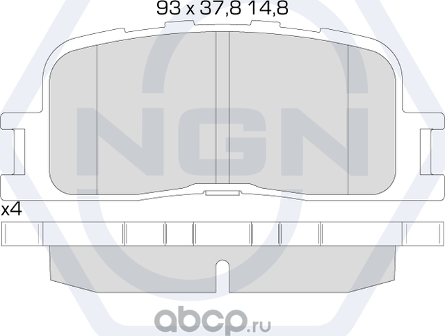 Колодки тормозные керамические, задние (NGN). Артикул 3501699