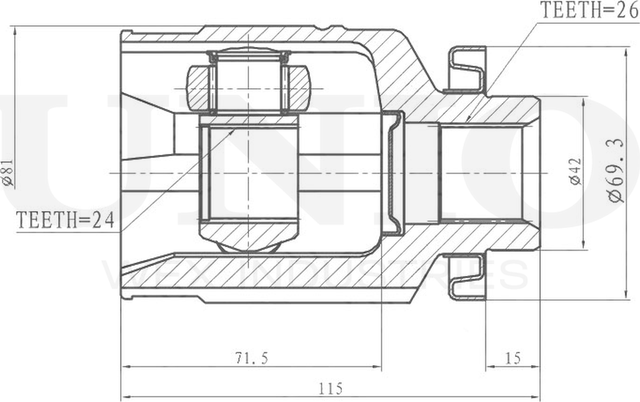 ШРУС внутренний (Unio). Артикул CVJ-30095