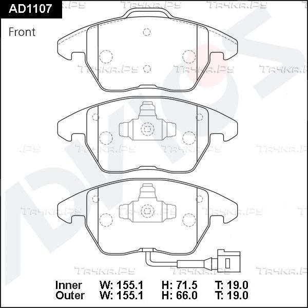 Тормозные колодки Advics передние для Skoda Rapid I 2012-2019. Артикул AD1107