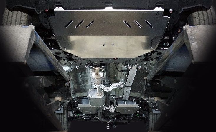 Защита алюминиевая ТСС (4 мм) для картер, КПП, бака и топливопровода Jetour T2 2L 4WD 2024-2026. Артикул ZKTCC00697K