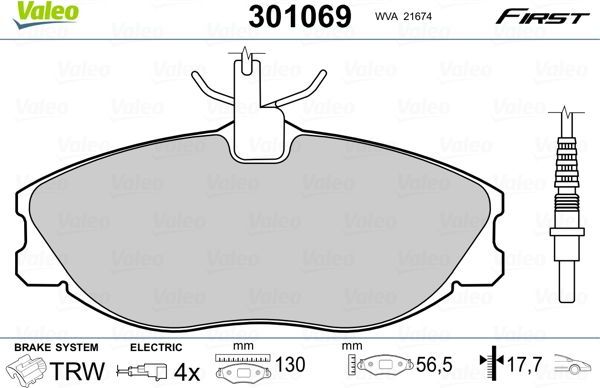 Тормозные колодки Valeo First. Артикул 301069