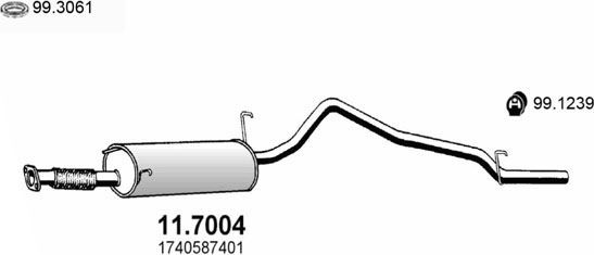 Глушитель (задняя часть) Asso для Daihatsu Terios I 1997-2000. Артикул 11.7004