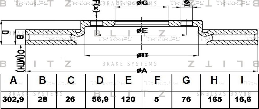 Диск тормозной VW AMAROK 10- перед.вент. (Blitz). Артикул BS0414