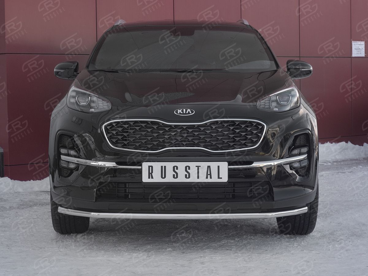 Защита RusStal переднего бампера d42 секция для Kia Sportage IV рестайлинг 2018-2026. Артикул KSZ-003180