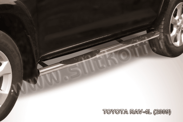 Пороги Slitkoff труба d76 с проступями для Toyota RAV4 III LWB 2009-2010. Артикул TR409L-013