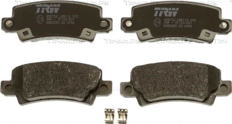 Тормозные колодки TRW COTEC задние для Toyota Corolla E120, E130 2001-2008. Артикул GDB3289