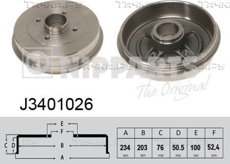 Тормозной барабан Nipparts задний для Nissan Note I 2006-2012. Артикул J3401026