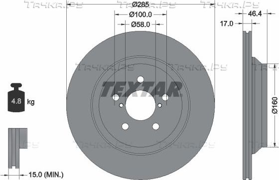 Тормозной диск Textar Pro. Артикул 92309303