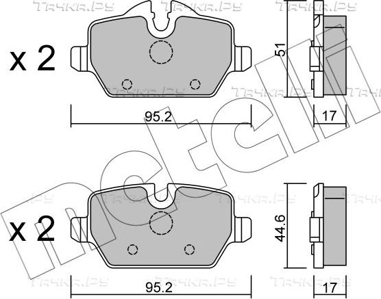 Тормозные колодки Metelli задние для BMW 3 V (E90/E91/E92/E93) 2005-2011. Артикул 22-0641-0