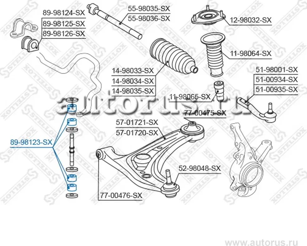 89-98123-SX_ВТУЛКА СТАБИЛИЗАТОРА ПЕРЕДНЕГО!/ TOYOTA YARIS NCP1/NLP1/SCP1 99> (Stellox). Артикул 8998123SX 