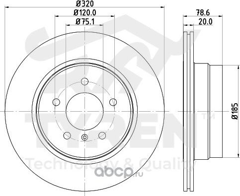 Тормозной диск (Tyren). Артикул TYR1010871
