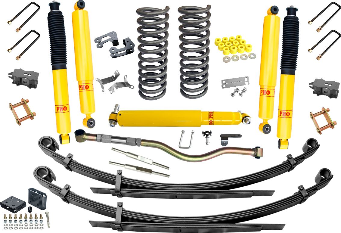 Лифт-комплект РИФ средний для УАЗ Patriot 2005-2026, лифт 100 мм (эл.разд. Divgi Warner или Dymos). Артикул RIF-Patr-100T-B