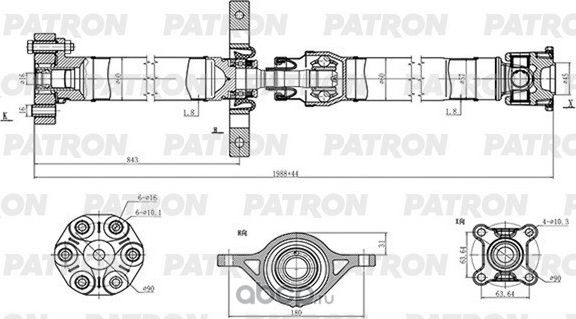 Вал карданный HYUNDAI: IX35Tucson 2010-2015  KIA Sportage 2010-2015 (Patron). Артикул PKR006