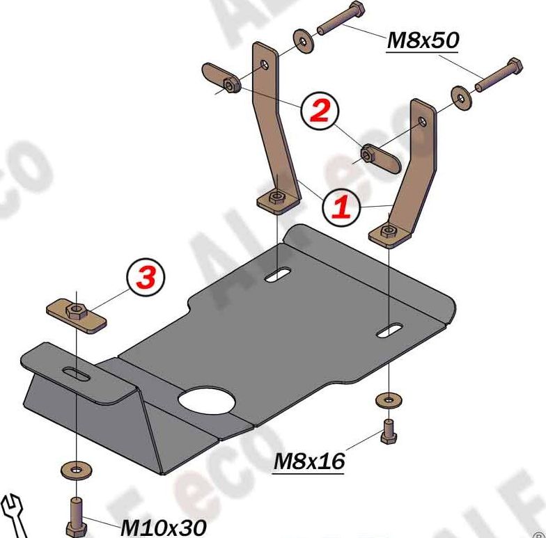 Защита алюминиевая Alfeco для редуктора заднего моста Kia Stinger 4WD 2,0Т 2018-2026. Артикул ALF.11.44al