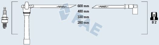 Высоковольтные провода (провода зажигания) (комплект) FAE для Fiat Punto II 1999-2006. Артикул 85648