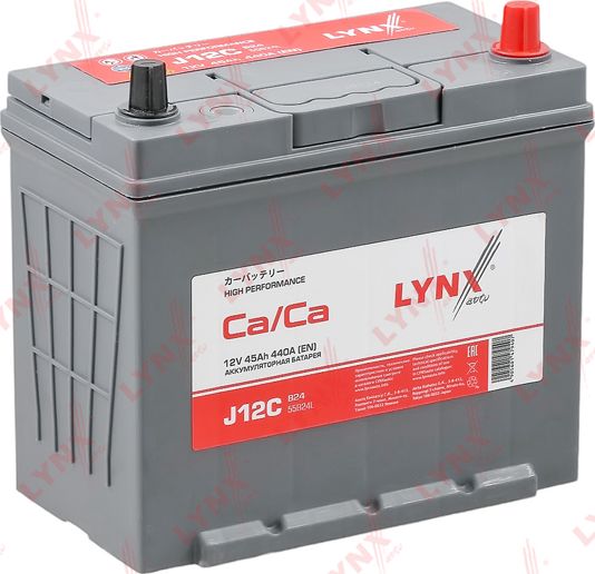 Аккумулятор 45 Ah, 440 A, обратная, 236X128X220, JIS 55B24L (Lynxauto). Артикул J12C
