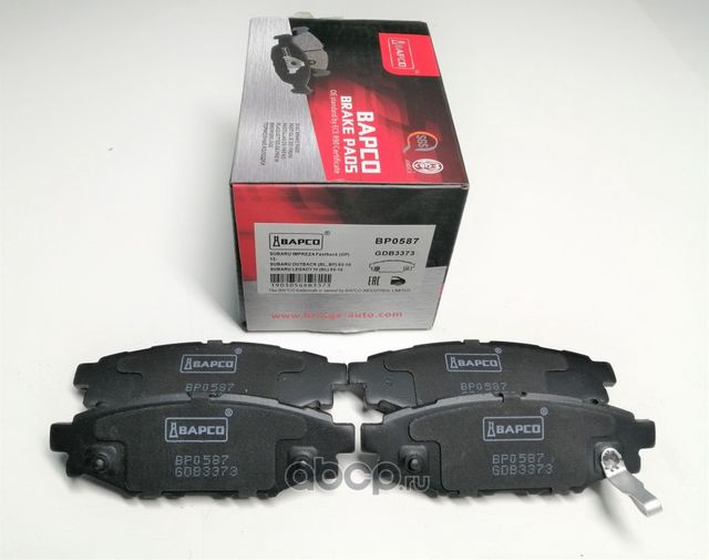 Колодки тормозные дисковые зад. SUBARU IMPREZA 12-, OUTBACK 03-10, LEG (Bapco) Bapco. Артикул BP0587